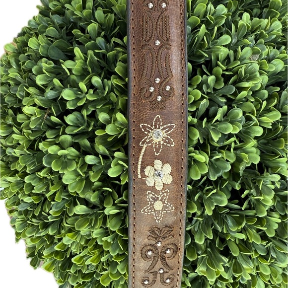 Texas Country Western Style Leather Belt Size 38 Made in Mexico –Tooled Floral - Picture 7 of 8